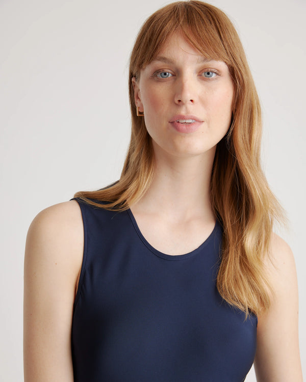 Washable Stretch Silk Tank Midi Dress - XS / Cordovan Red Hibiscus