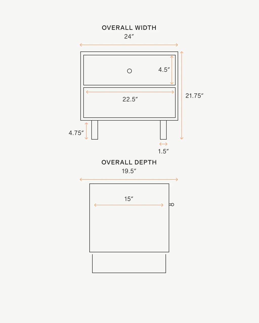 Solid Wood Platform 1-Drawer Nightstand - One Size / Walnut Brown