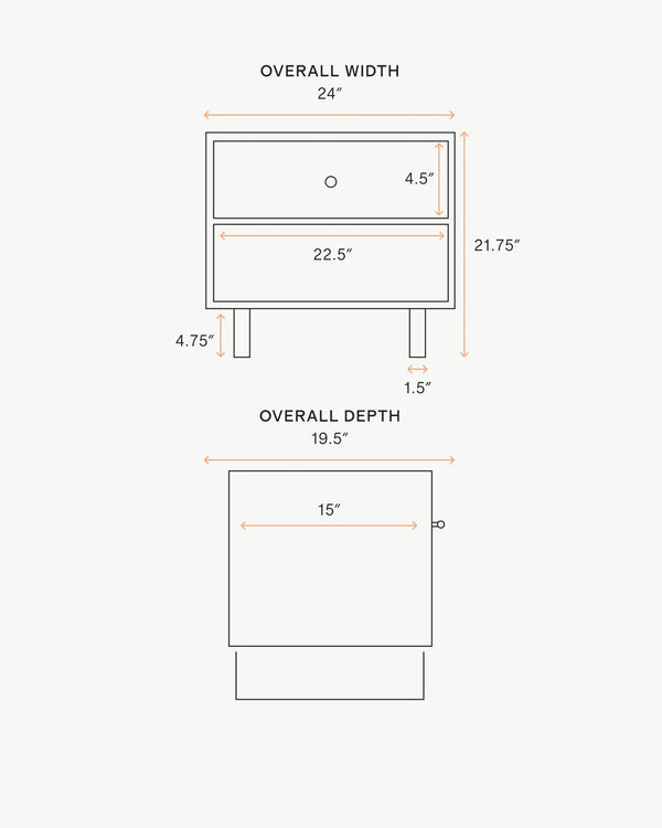 Solid Wood Platform 1-Drawer Nightstand - One Size / Walnut Brown