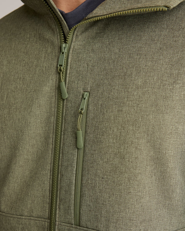Softshell Fleece-Lined Full-Zip Hooded Jacket - XS / Heather Shady Charcoal
