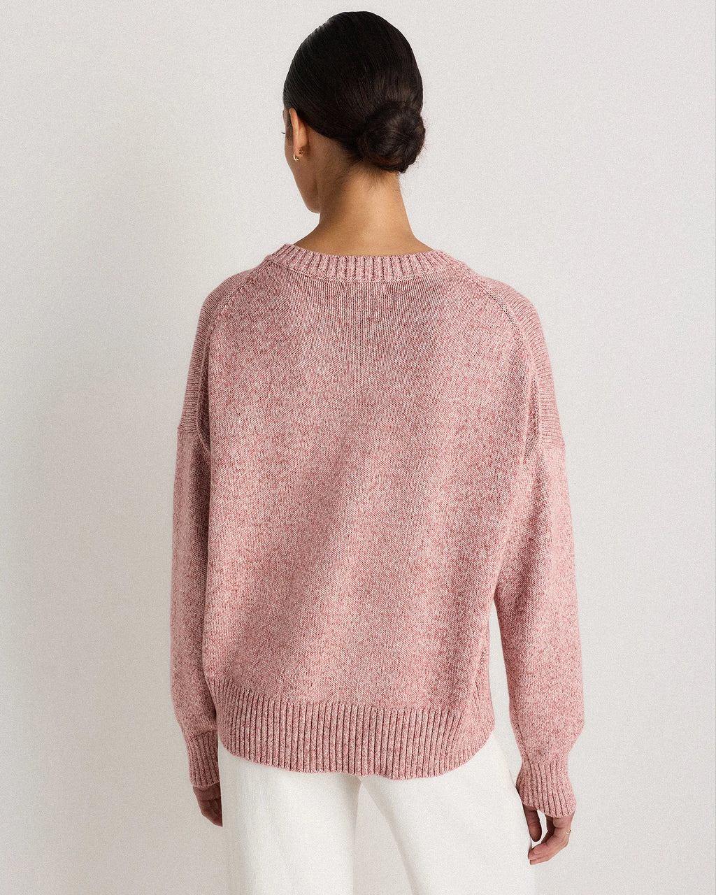100% Organic Cotton Boyfriend Crew Sweater - XS / Speckled Beige