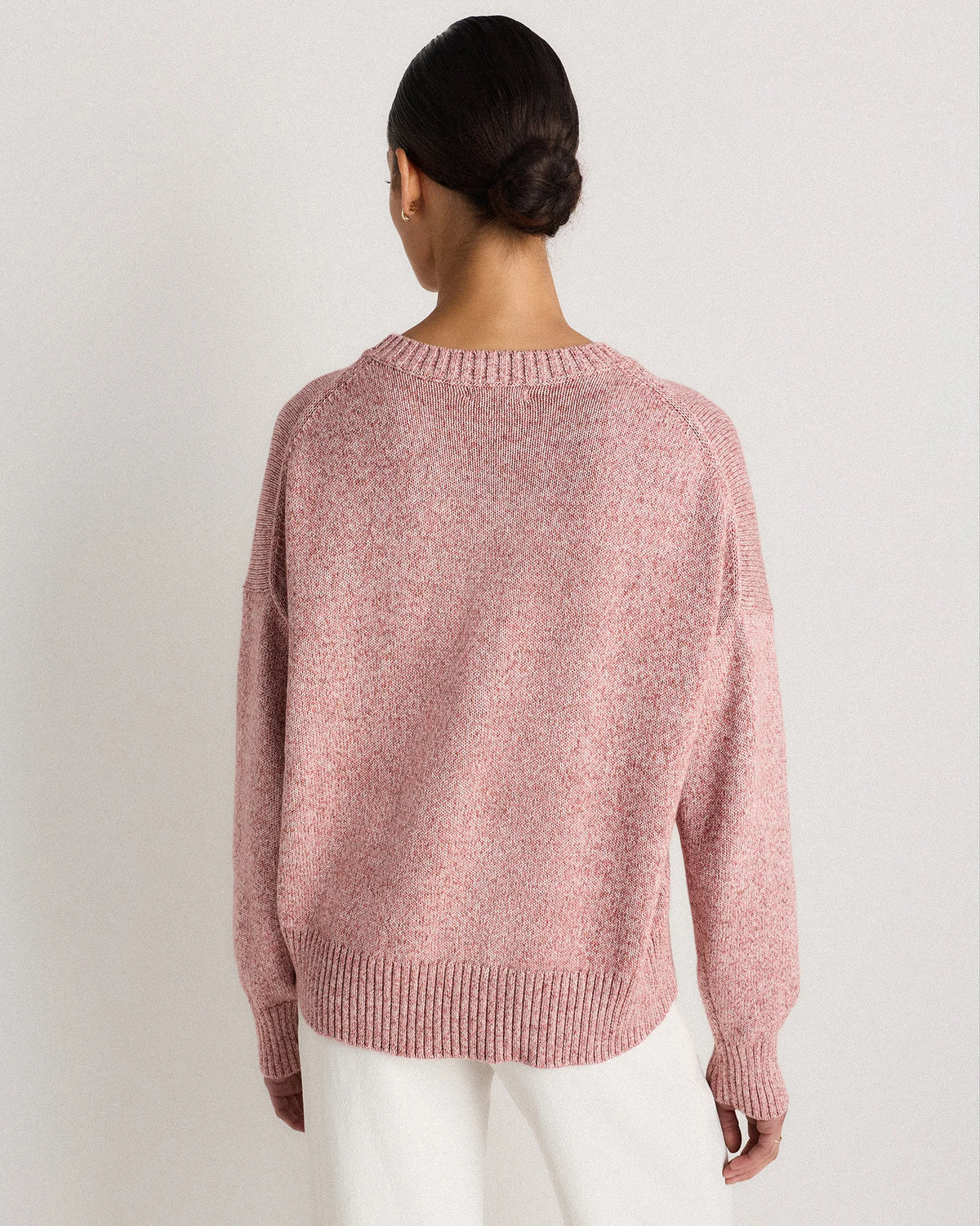 100% Organic Cotton Boyfriend Crew Sweater - XS / Speckled Beige