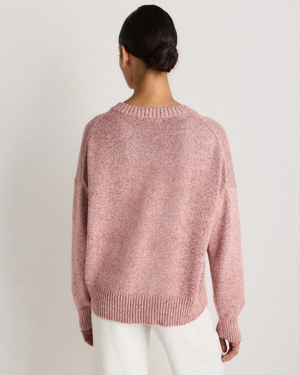 100% Organic Cotton Boyfriend Crew Sweater - XS / Speckled Beige