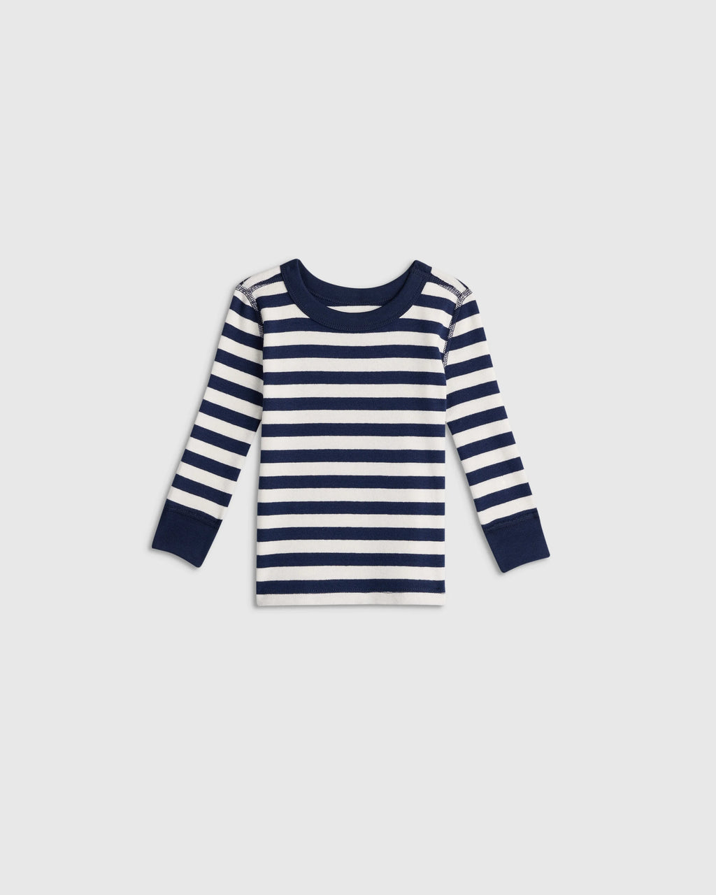 100% Organic Cotton Long Sleeve and Pant Pajama Set - 12-18M / Navy Stripe