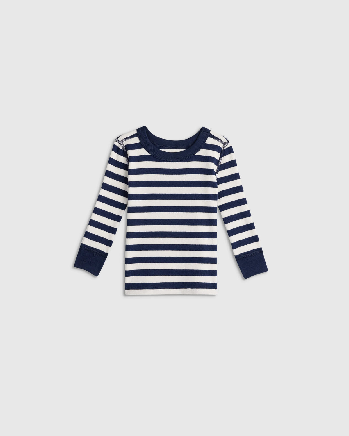 100% Organic Cotton Long Sleeve and Pant Pajama Set - 12-18M / Navy Stripe