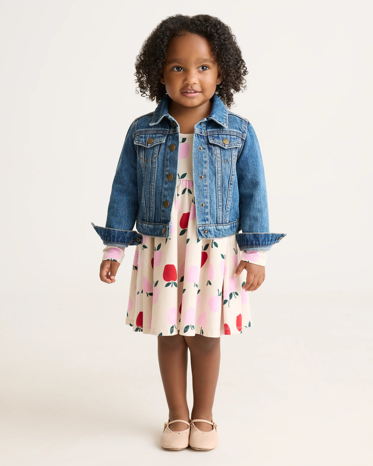 Organic Cotton Long Sleeve Skater Dress - 2T / Red Poppy Garden