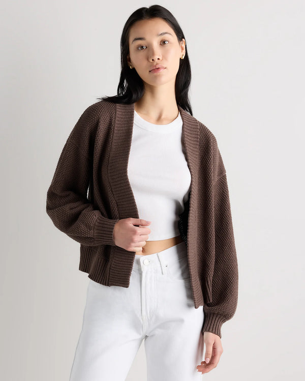 100% Organic Cotton Waffle Stitch Open Cardigan - XS / Sky Blue