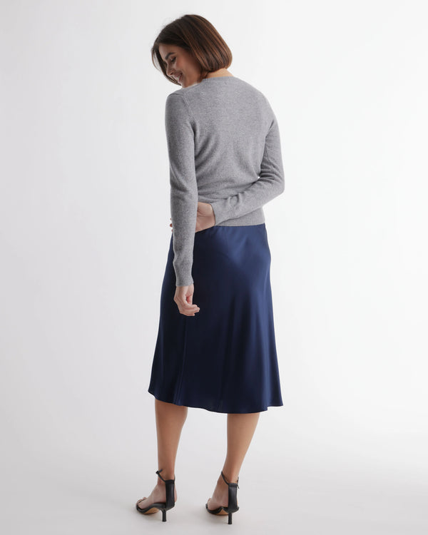100% Washable Silk Skirt - XS / Champagne