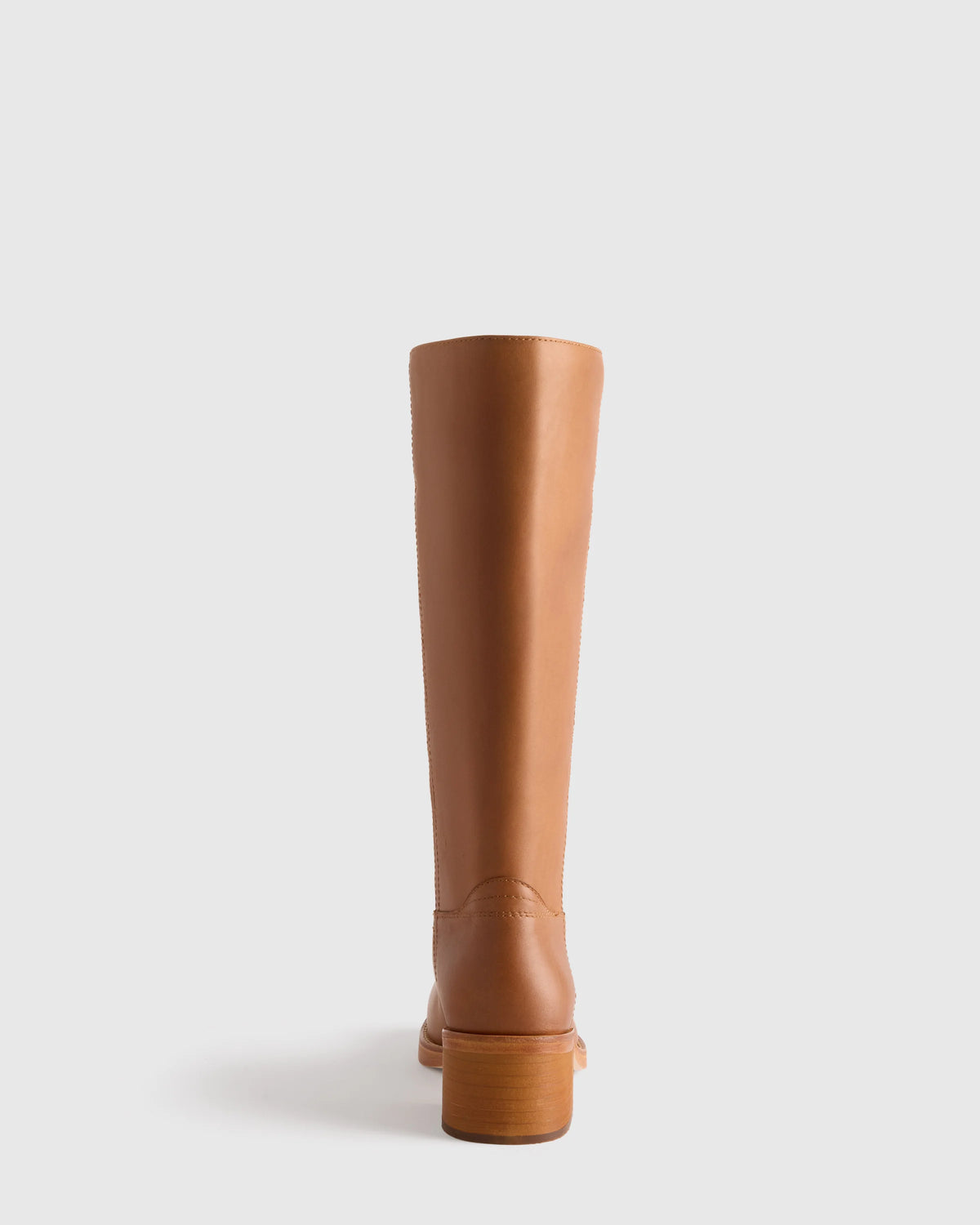 Italian Leather Block Heel Boot - 5 / Chestnut Main image