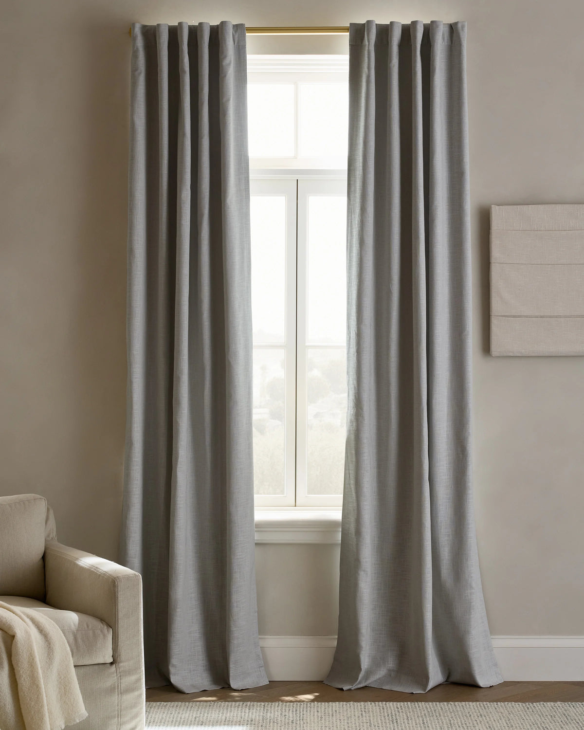 Textured Cotton Room Darkening Curtain - 48x84 / Ivory
