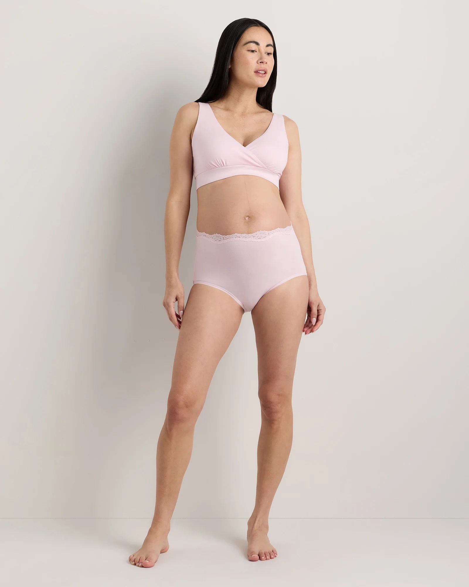 Organic Cotton Lace Trim Maternity & Postpartum Brief (6-pack) - XS / Light Pink Secondary image