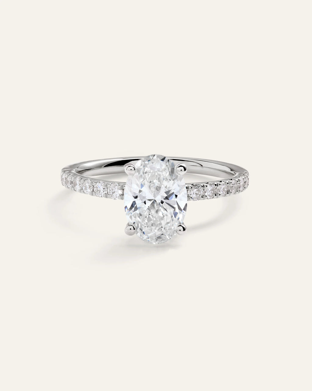 Lab Grown Diamond Oval Petite Pave Engagement Ring - 1.50ct - 4 / Yellow Gold
