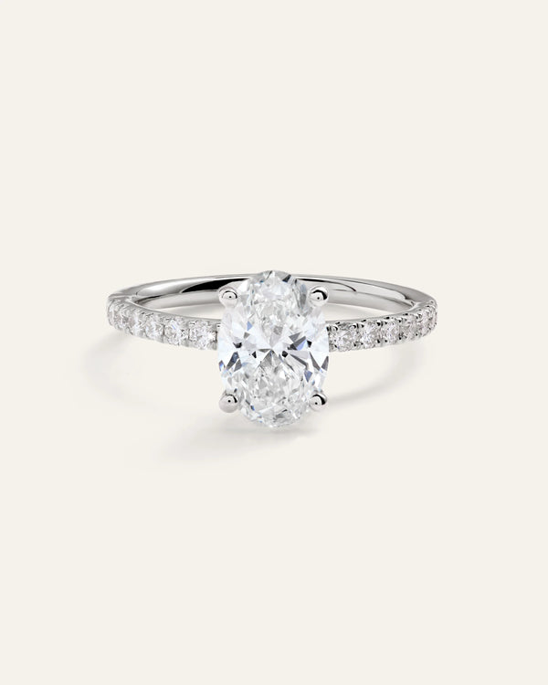 Lab Grown Diamond Oval Petite Pave Engagement Ring - 1.50ct - 4 / Yellow Gold