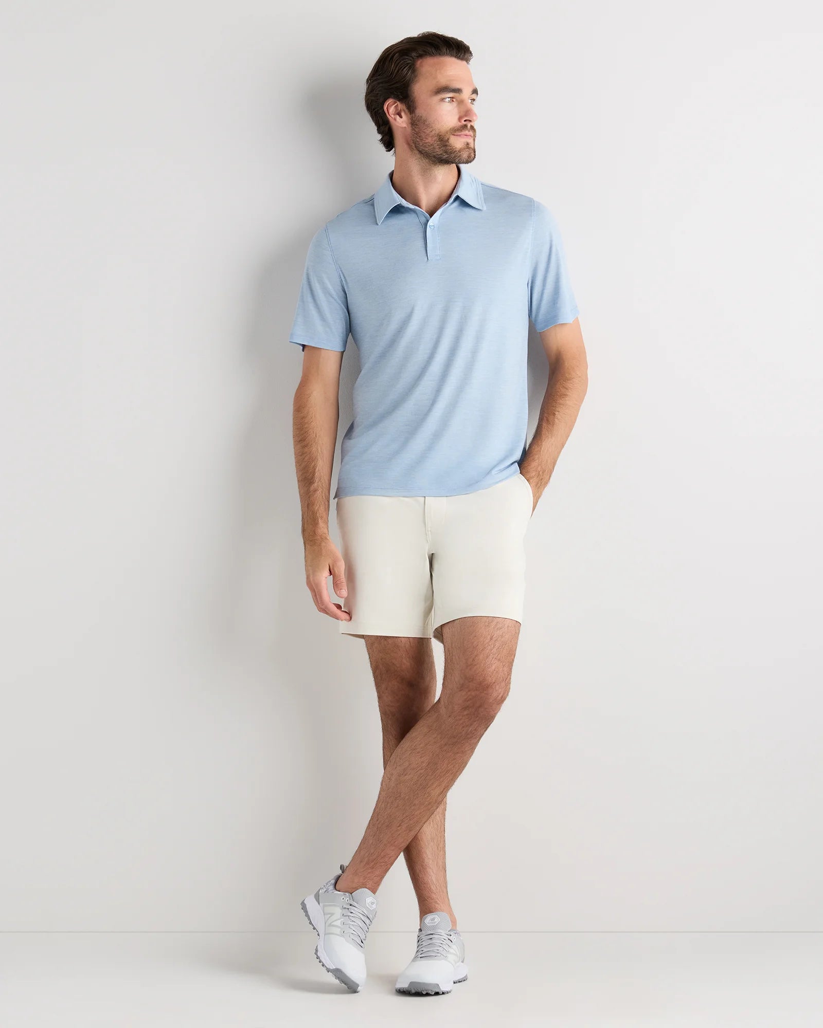 Extra-Fine Australian Merino Polo - XS / Light Blue Heather Secondary image