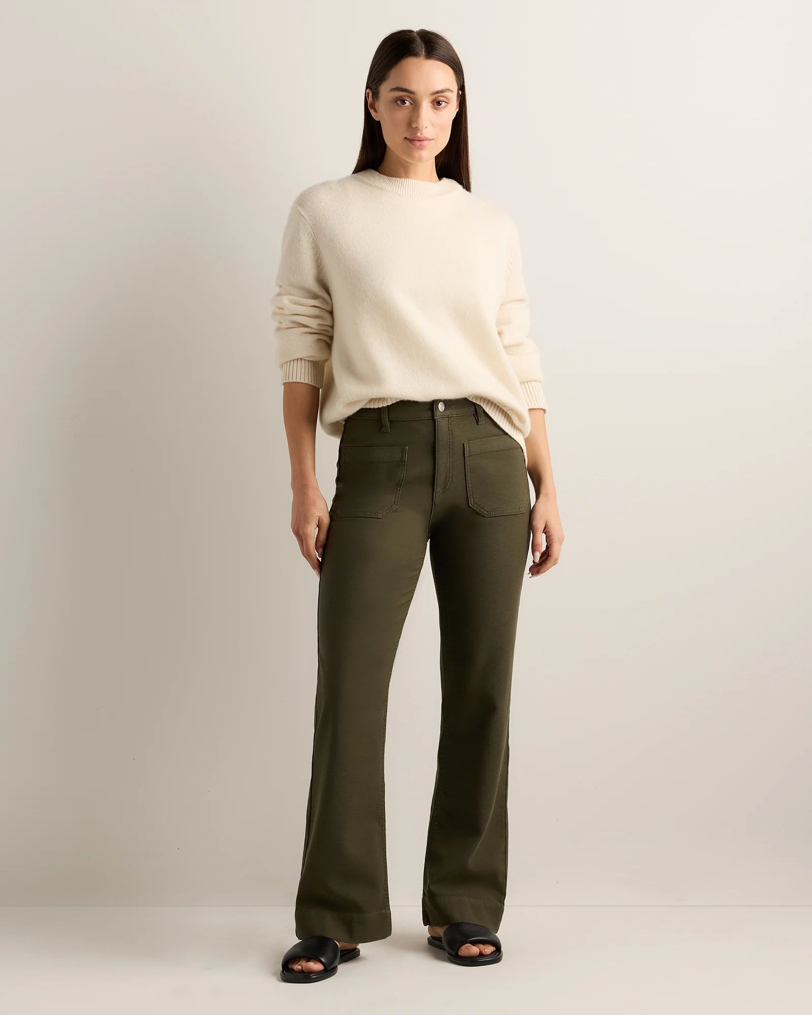 French Terry Wide Leg Pants - 0 / Bayberry Olive Secondary image