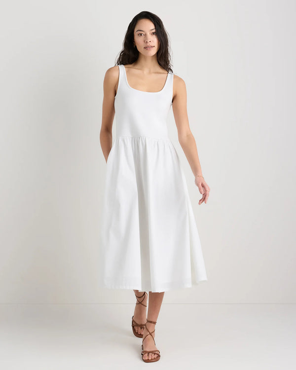 Cotton Mixed Media Tank Dress - XS / Pale Custard Yellow