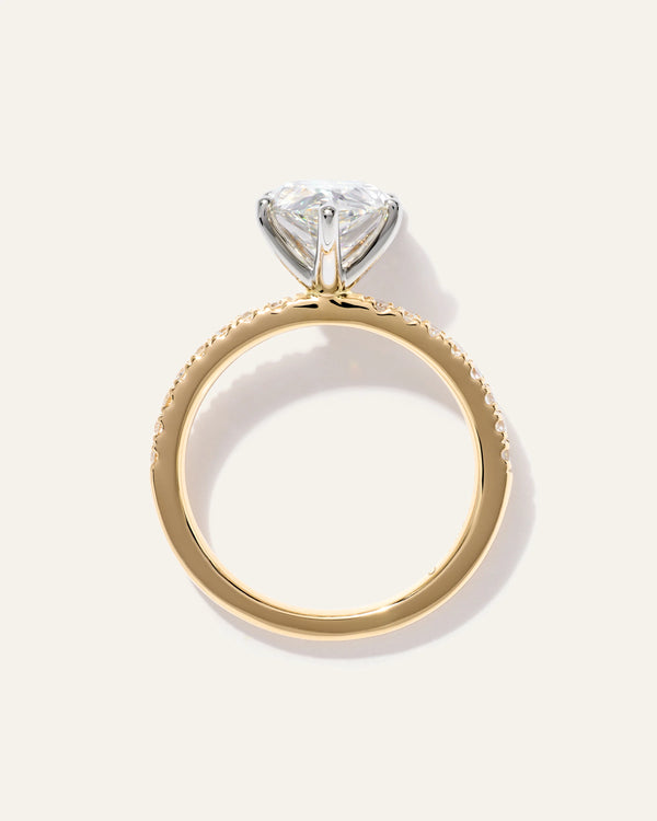 Lab Grown Diamond Pear Petite Pave Engagement Ring - 3ct - 4 / Yellow Gold