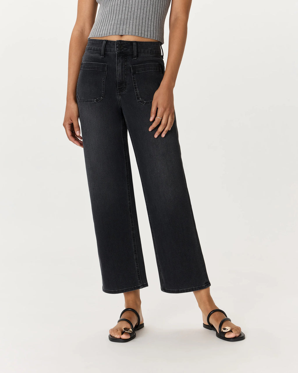Bella Stretch Patch Pocket Wide Leg Jeans - 24 / Deep Sea Blue