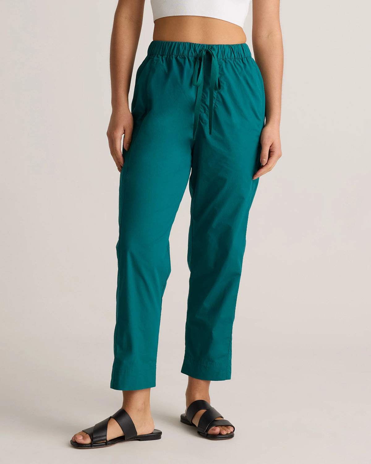100% Organic Cotton Poplin Pull-On Pants - XS / Garden Green Main image