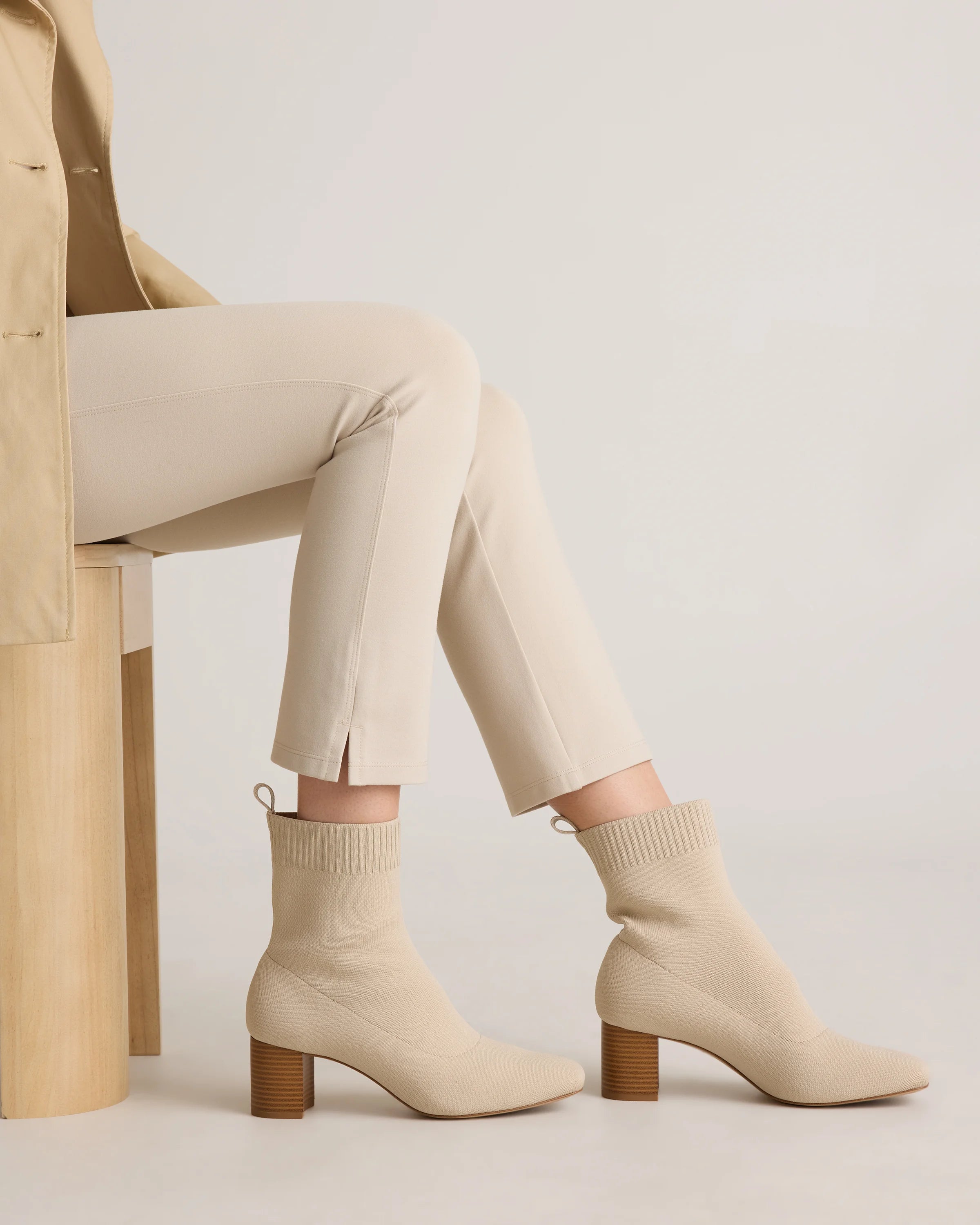 Eco Knit Heeled Bootie - 5 / Almond Secondary image
