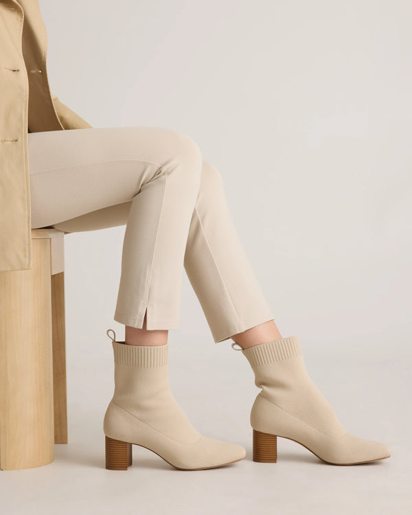 Eco Knit Heeled Bootie - 5 / Almond