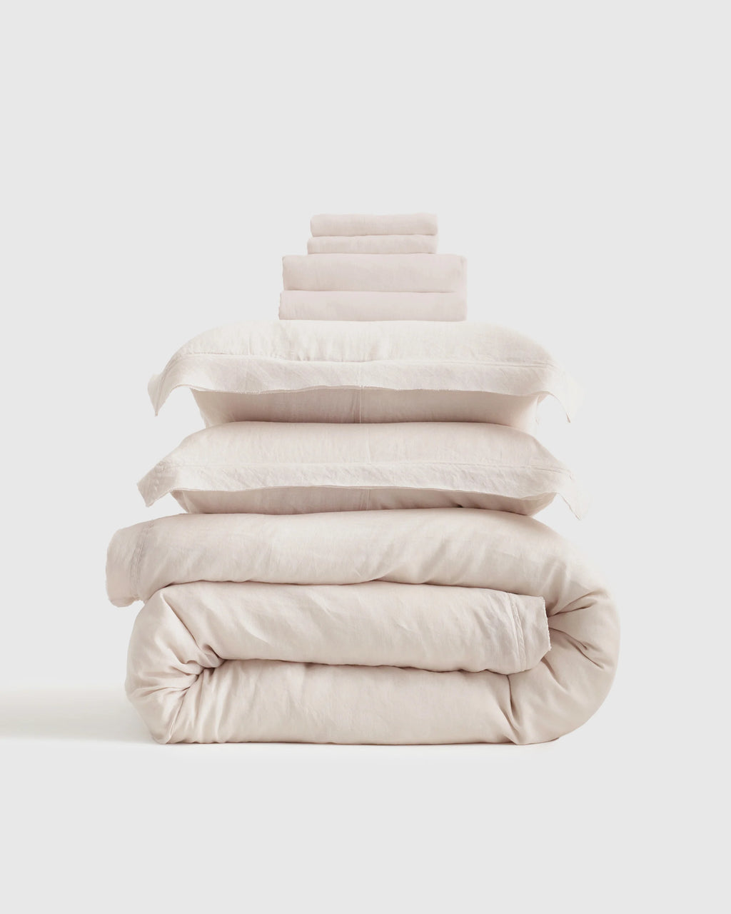 European Linen Double Flange Deluxe Bedding Bundle - Twin / White