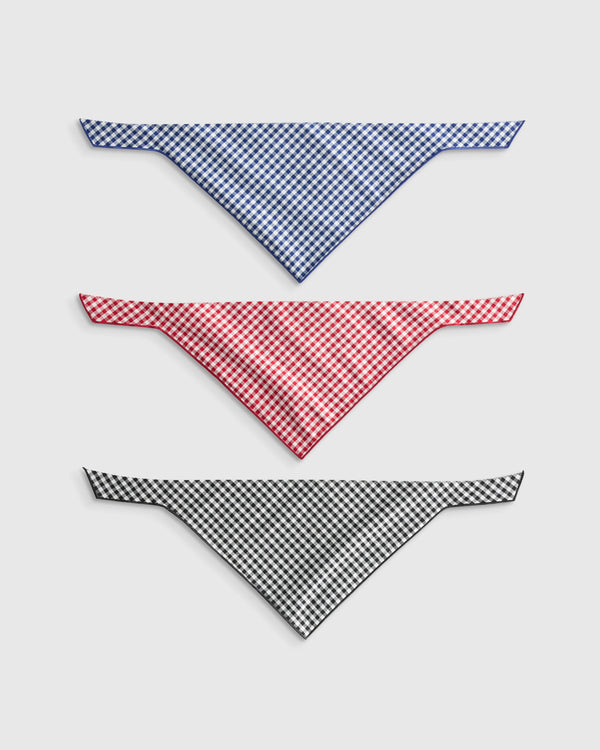 100% Cotton Pet Bandana (3-pack) - S / Navy/Red/Black