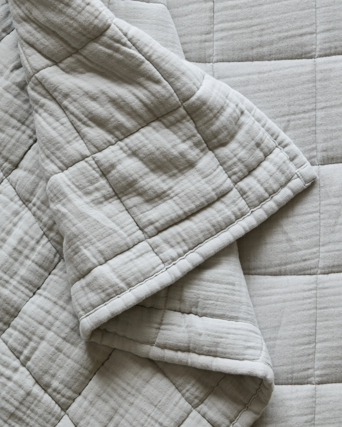 Organic Cotton Gauze Box Quilt - Twin / Mineral