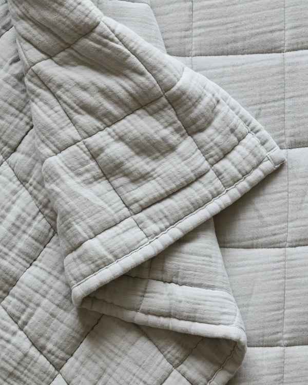 Organic Cotton Gauze Box Quilt - Twin / Mineral