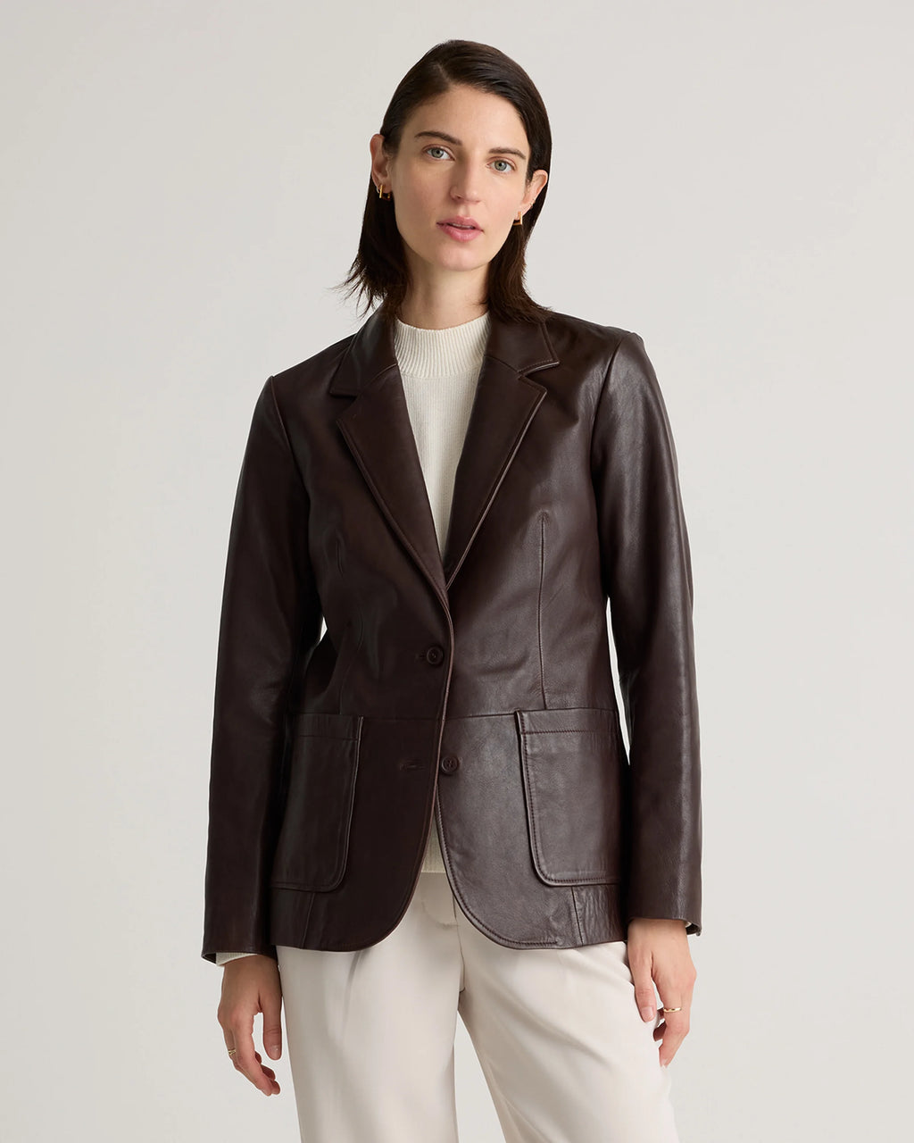 100% Leather Blazer - XS / Rich Brown
