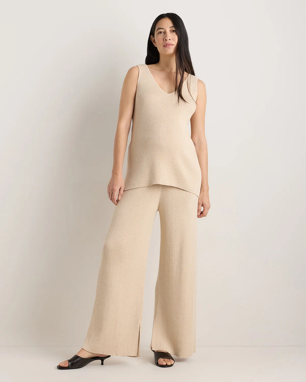 Cotton Cashmere Maternity and Nursing V-Neck Tank - XS / Mocha Heather