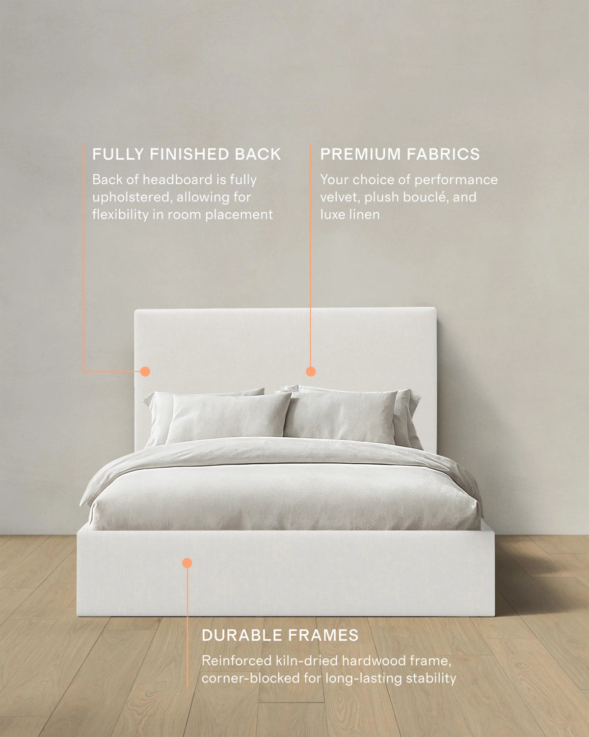 Square Bed in Performance Velvet - Full / Butterscotch