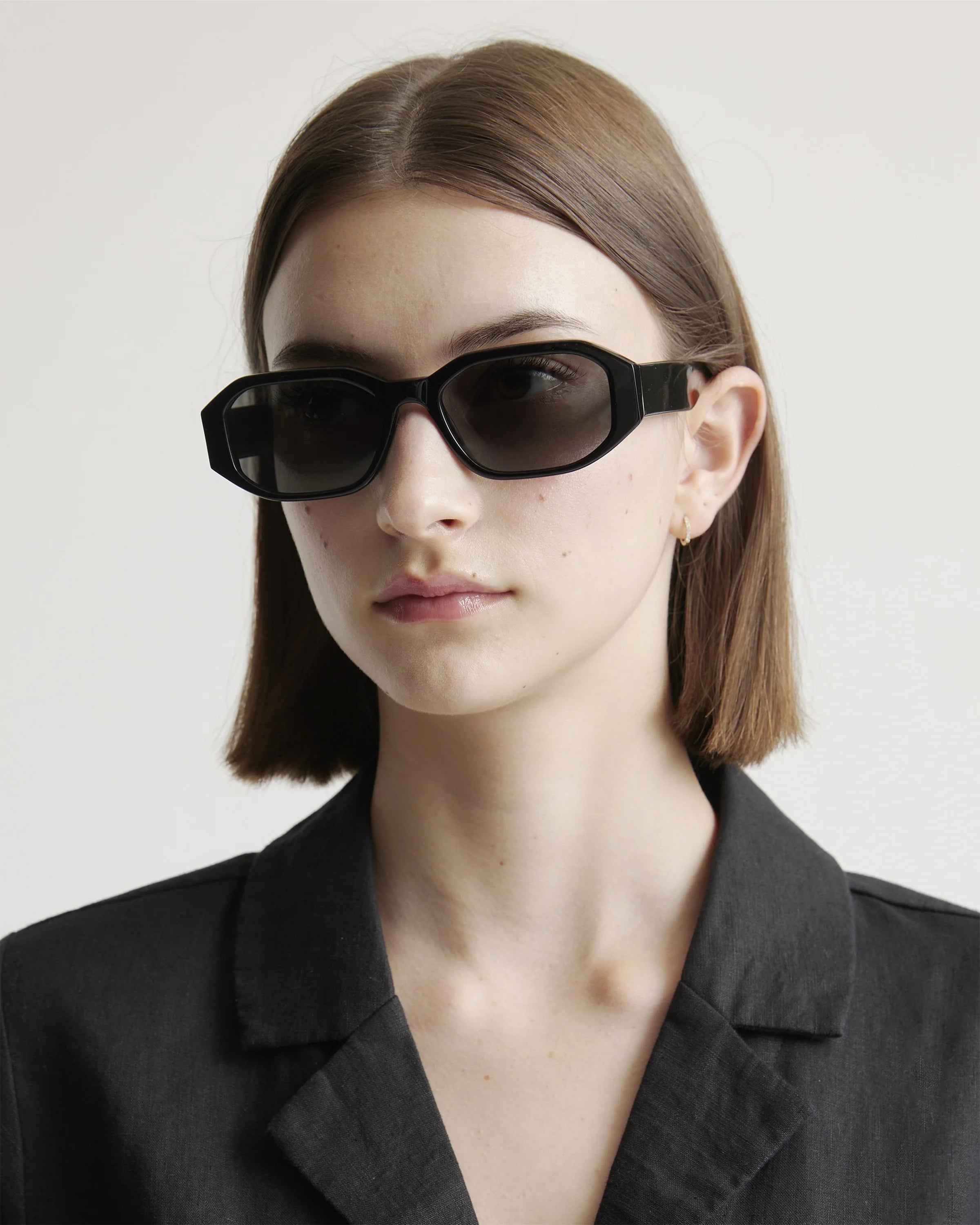 Cora Polarized Acetate Sunglasses - Wide / Black with Grey lens Secondary image