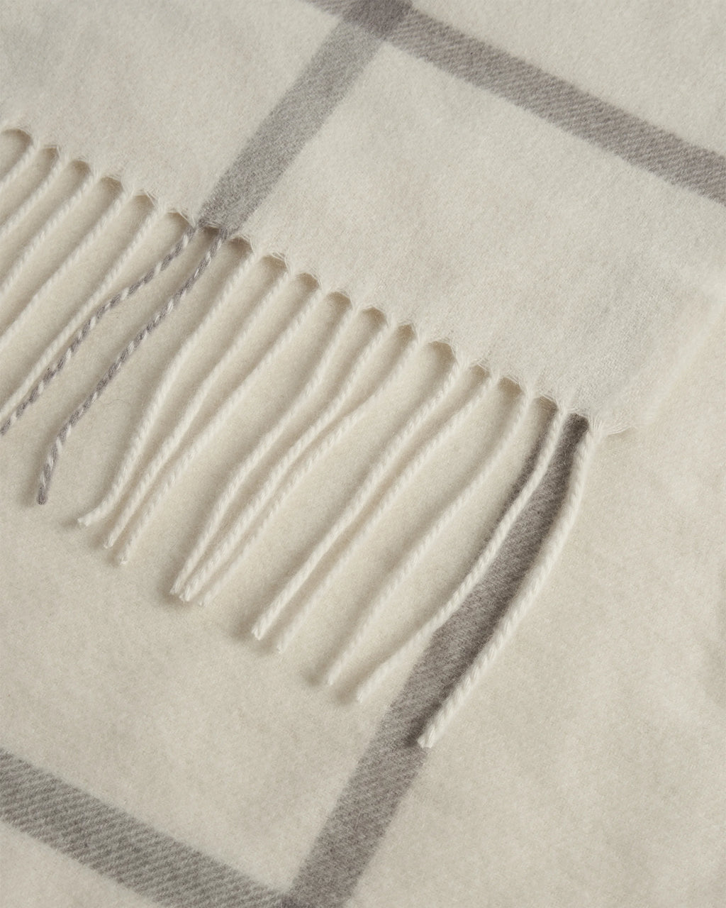 Mongolian Cashmere Plaid Throw - 50x60 / Ivory/Grey Plaid