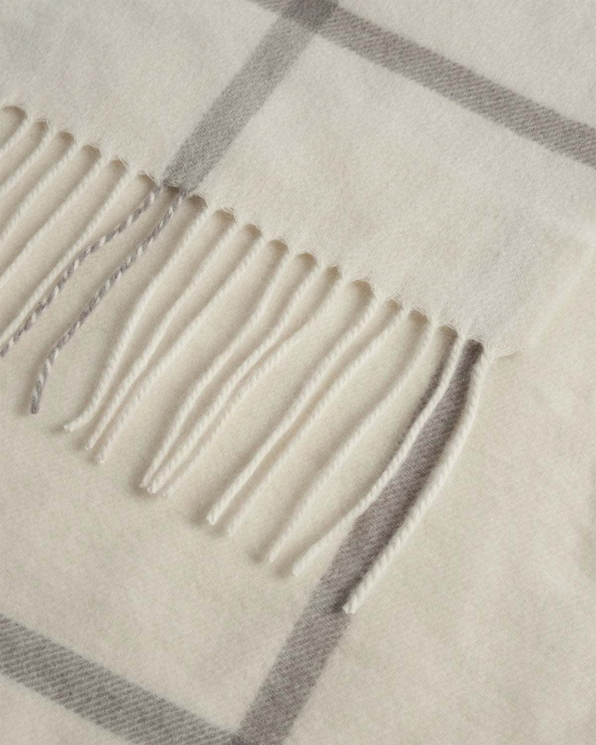 Mongolian Cashmere Plaid Throw - 50x60 / Ivory/Grey Plaid