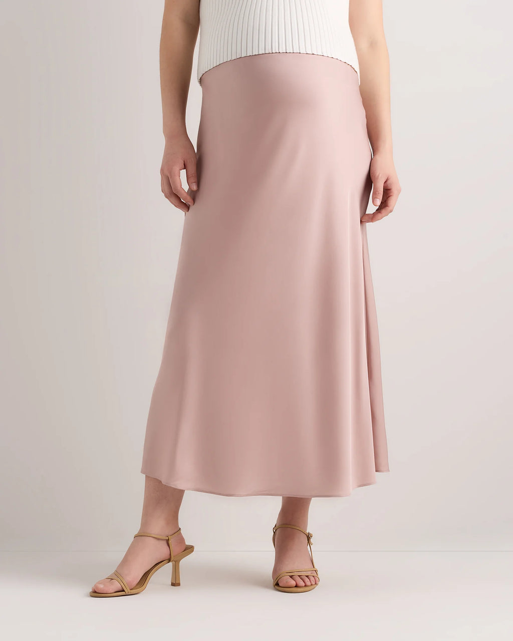 Washable Stretch Silk Maternity Skirt - XS / Vintage Pink
