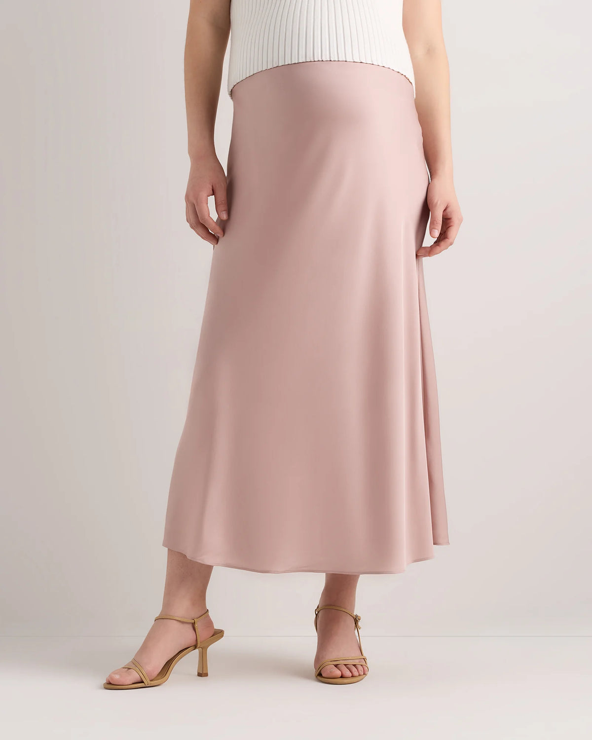 Washable Stretch Silk Maternity Skirt - XS / Vintage Pink Main image