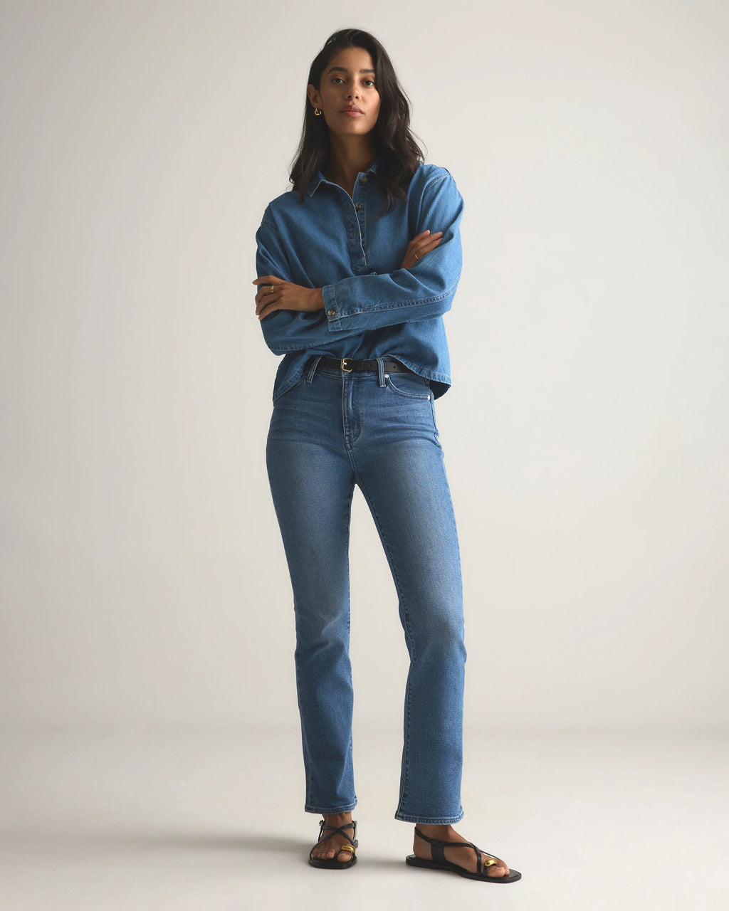 Bella Stretch Kick Flare Jeans - 24 / Deep Rinse