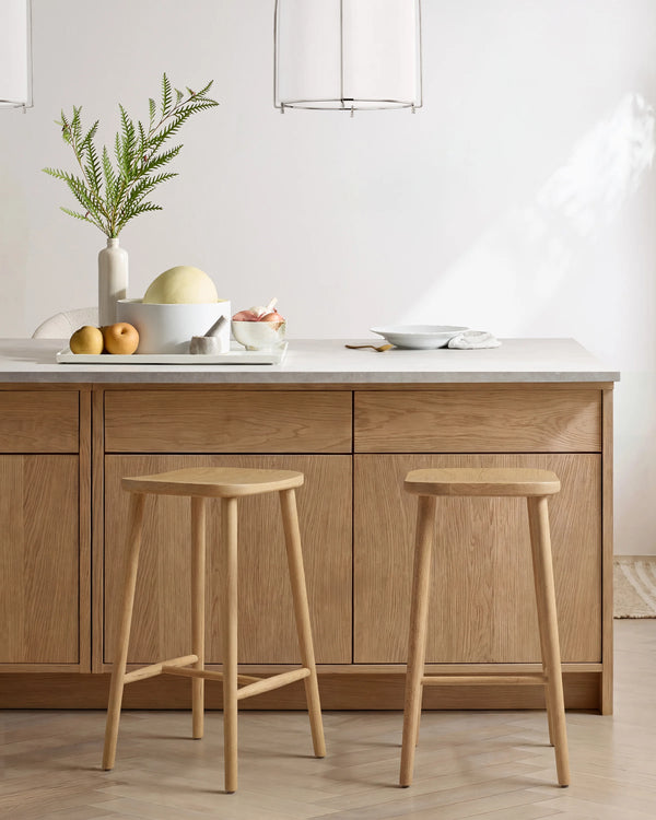 Solid Oak Backless Counter Stool - Counter Stool / Light Oak