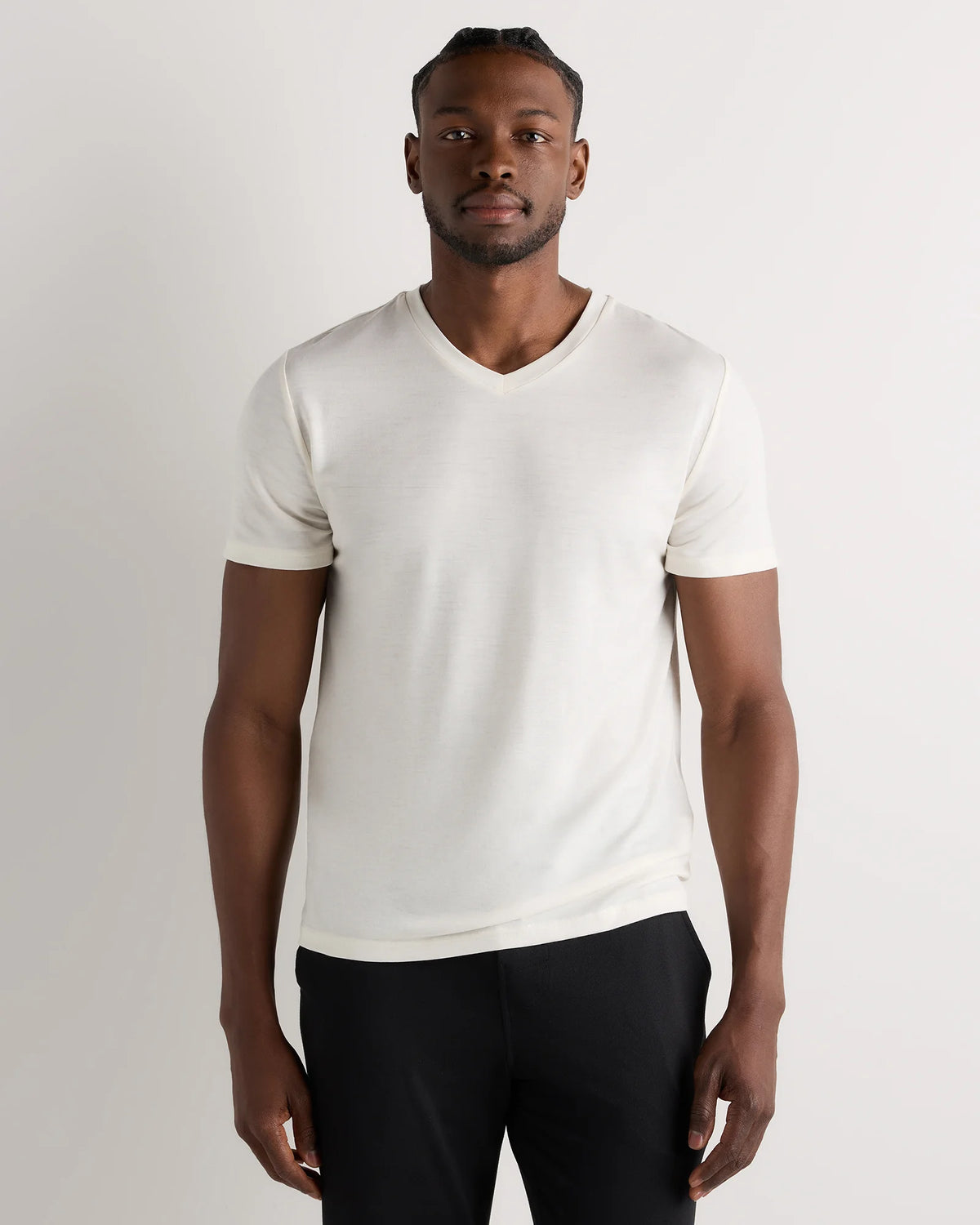 100% Merino Wool All-Season V-Neck Base Layer Tee - XS / Off-White Main image