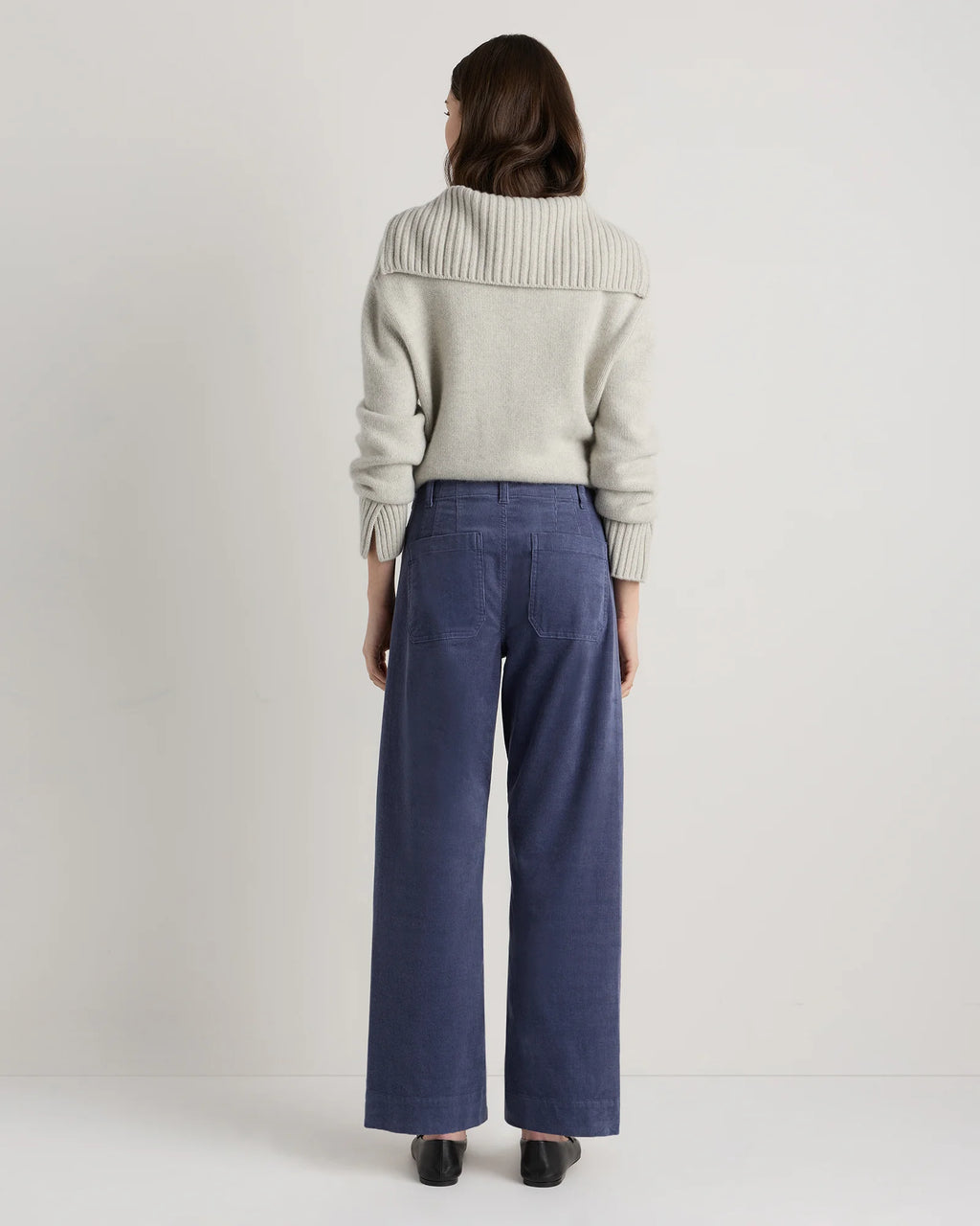 Organic Stretch Corduroy Cropped Wide Leg Pants - 0 / Black