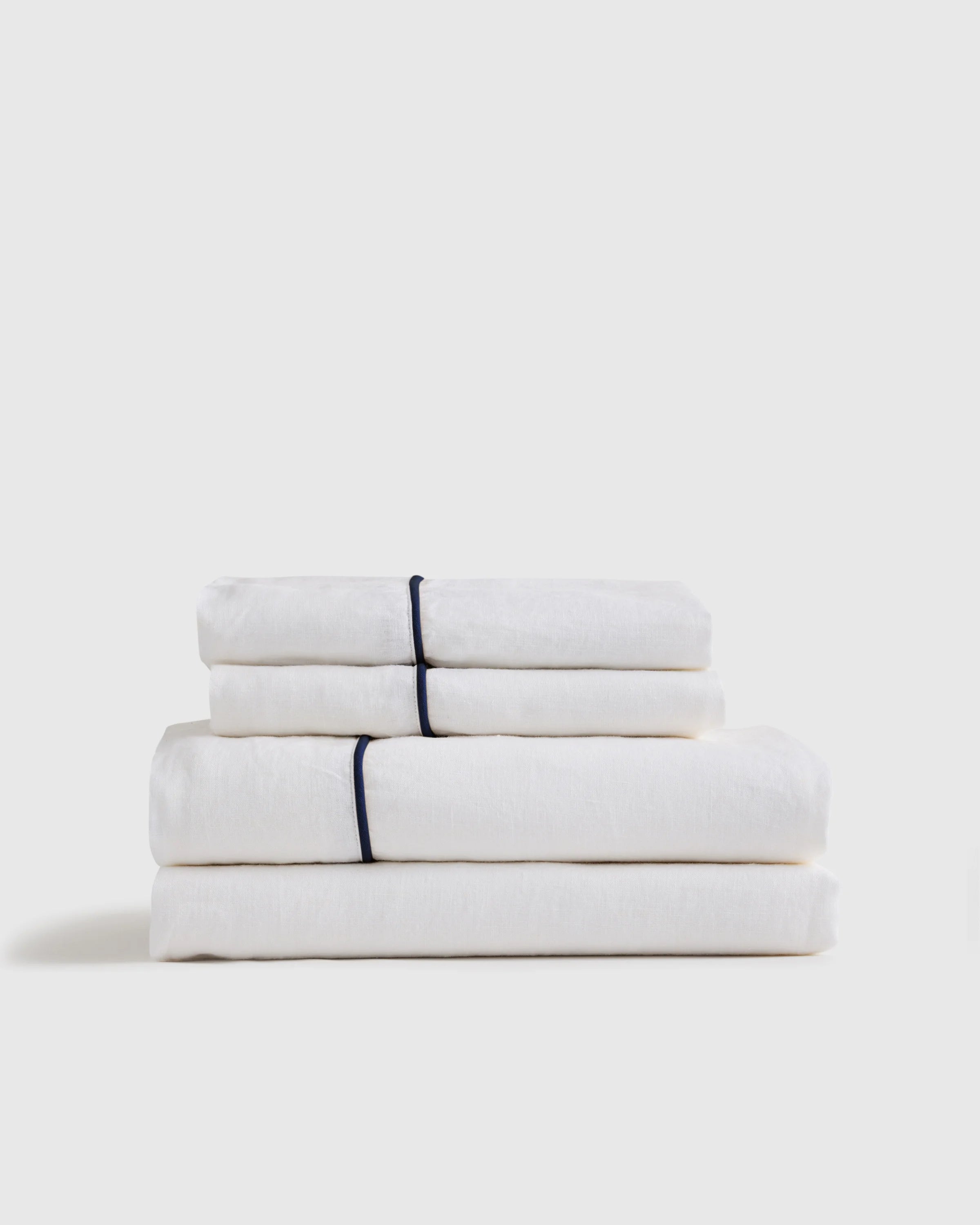 European Linen Piped Sheet Set - Twin / White/Cherry Secondary image