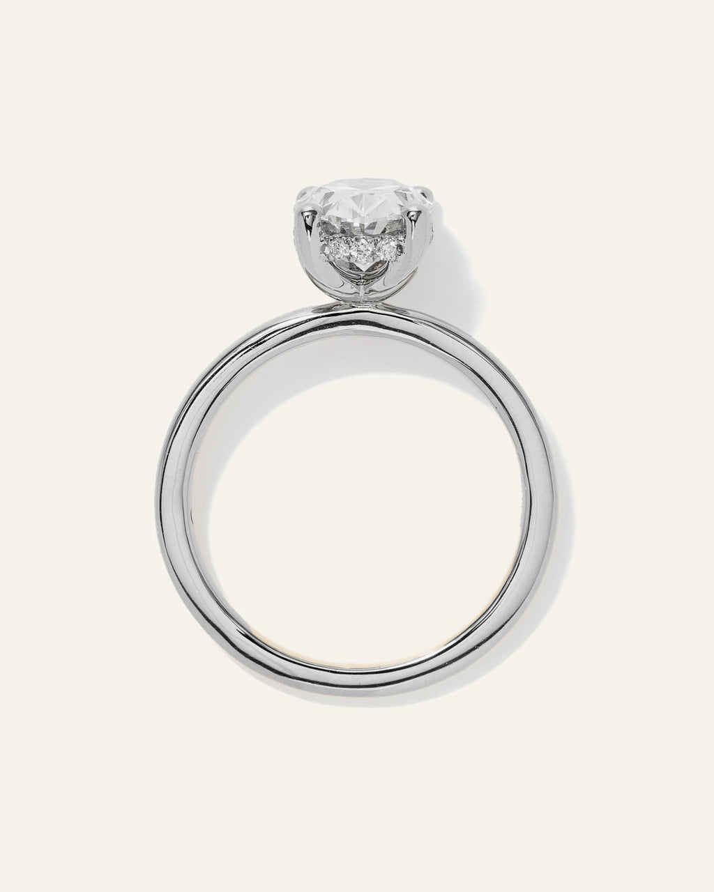 Lab Grown Diamond Oval Petite Hidden Halo Engagement Ring - 2ct - 4 / Yellow Gold