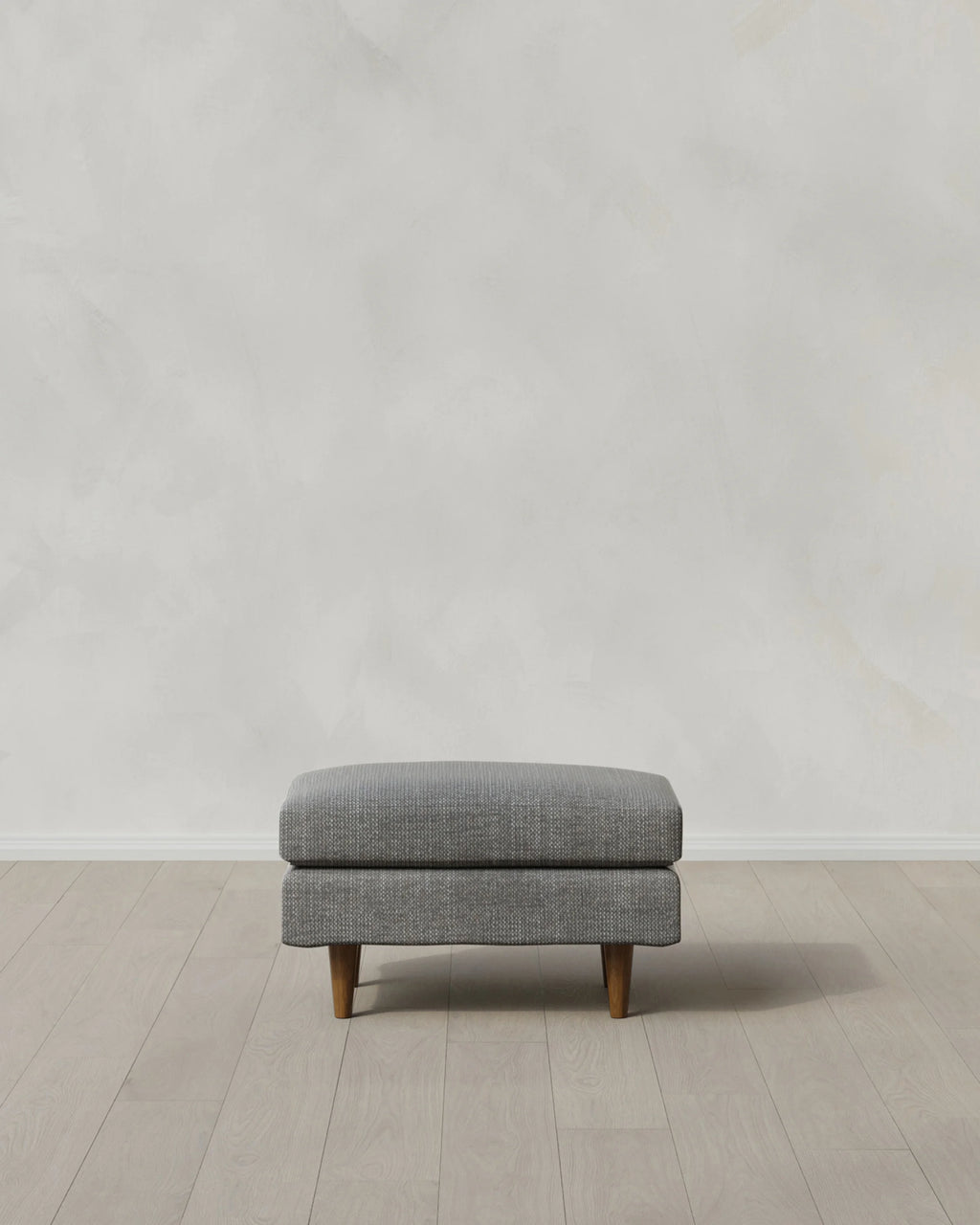 Atlas Midcentury Ottoman in Performance Chenille Linen Blend - 31.5" / Snow