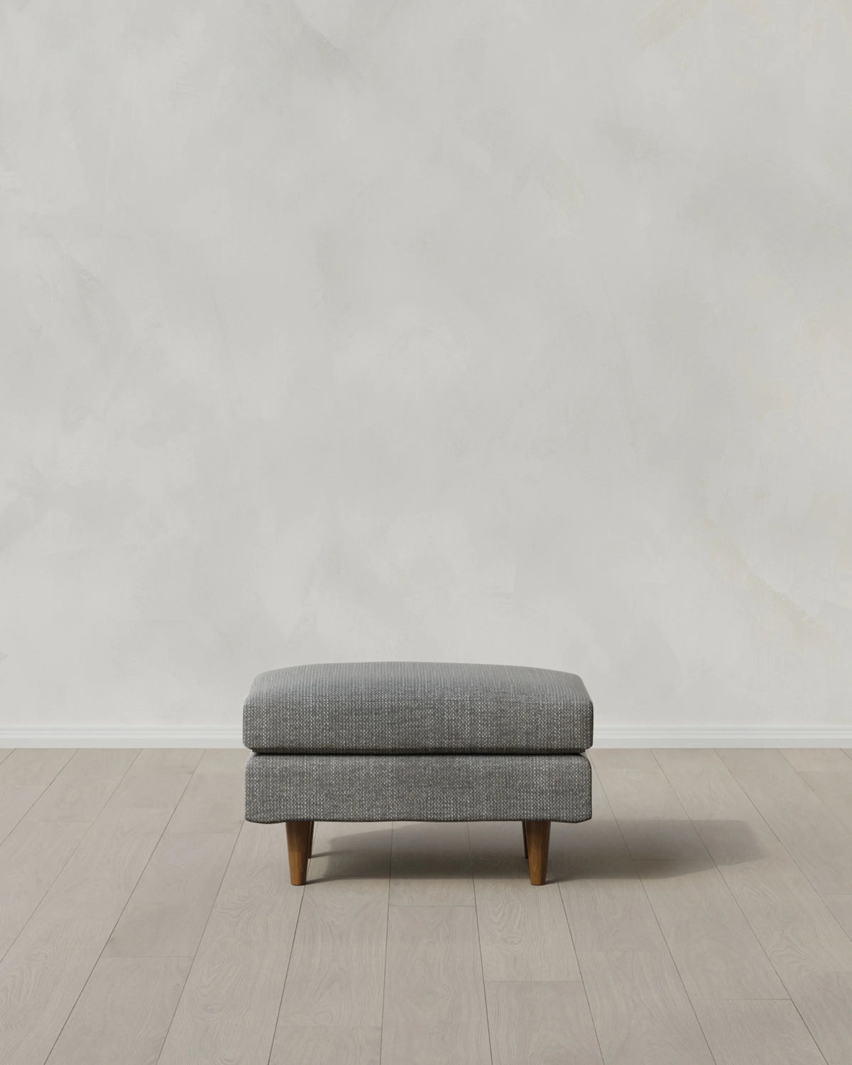 Atlas Midcentury Ottoman in Performance Chenille Linen Blend - 31.5" / Snow