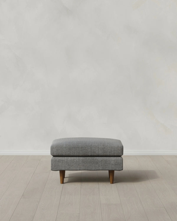 Atlas Midcentury Ottoman in Performance Chenille Linen Blend - 31.5" / Snow
