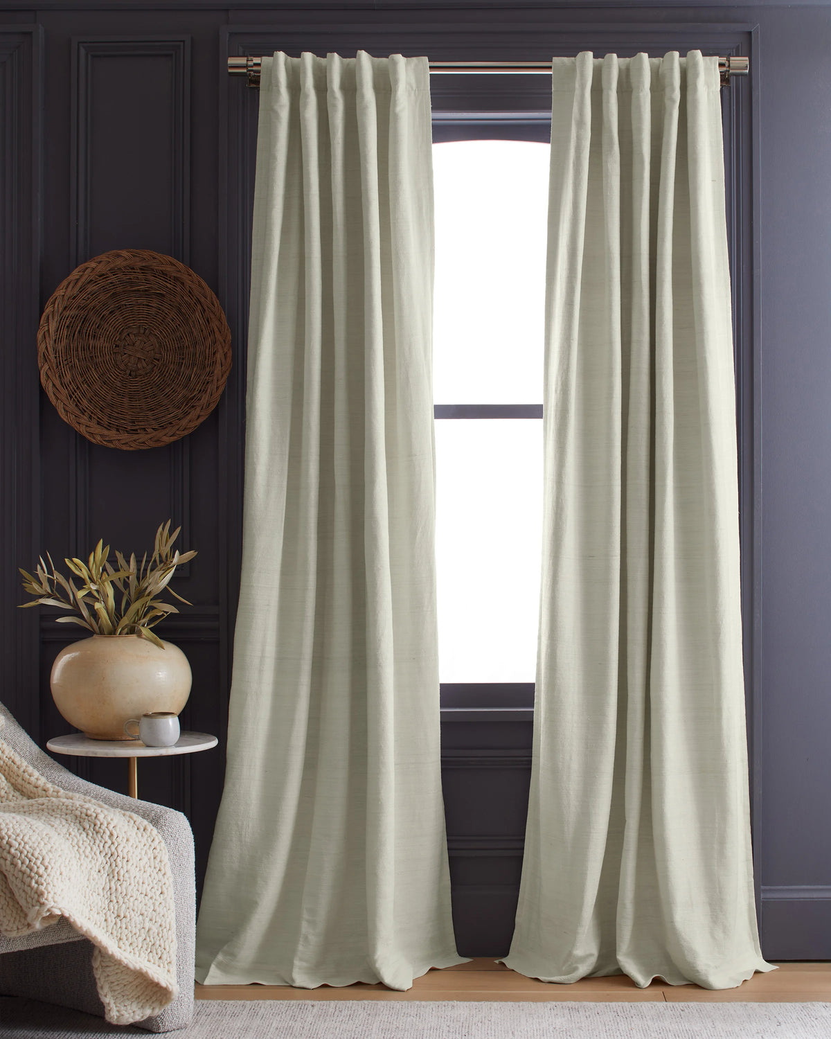 Raw Silk Room Darkening Curtain - Single Panel - 48x84 / Ivory Main image