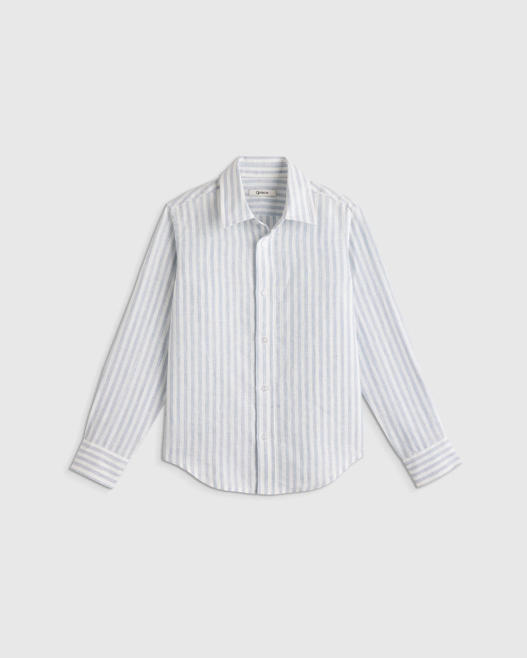 100% European Linen Long Sleeve Shirt - 2T / Sky Blue Mariner Stripe