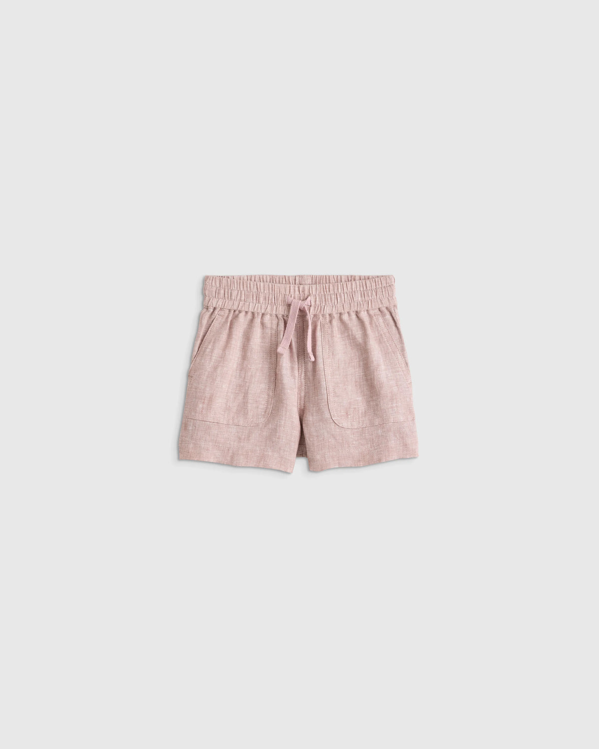 100% European Linen Drawstring Shorts - 2T / Vintage Pink Chambray Main image