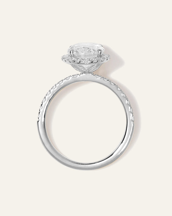 Lab Grown Diamond Oval Halo Pave Engagement Ring - 2ct - 4 / Yellow Gold